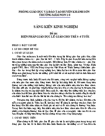 Sáng kiến kinh nghiệm Biện pháp giáo dục lễ giáo cho trẻ 5-6 tuổi tại Trường Mầm non 1-6