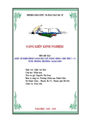 Sáng kiến kinh nghiệm Một số biện pháp giáo dục trẻ mẫu giáo 5-6 tuổi sử dụng năng lượng tiết kiệm