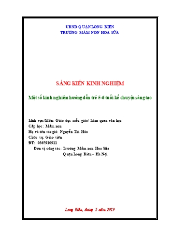 Sáng kiến kinh nghiệm Một số kinh nghiệm hướng dẫn trẻ 5-6 tuổi kể chuyện sáng tạo