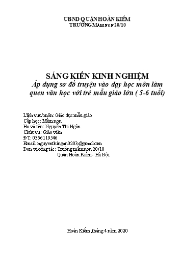 SKKN Áp dụng sơ đồ truyện vào dạy học môn làm quen văn học cho trẻ mẫu giáo lớn 5-6 tuổi