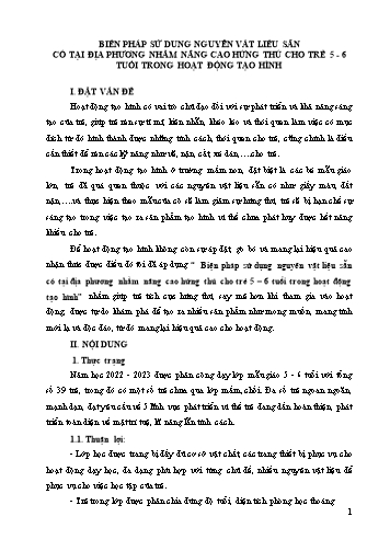 SKKN Biện pháp sử dụng nguyên vật liệu sẵn có tại địa phương nhằm nâng cao hứng thú cho trẻ 5-6 tuổi trong hoạt động tạo hình