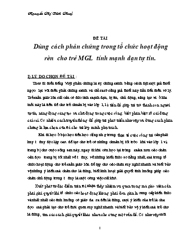 SKKN Dùng cách phản chứng trong tổ chức hoạt động rèn cho trẻ mẫu giáo lớn tính mạnh dạn tự tin