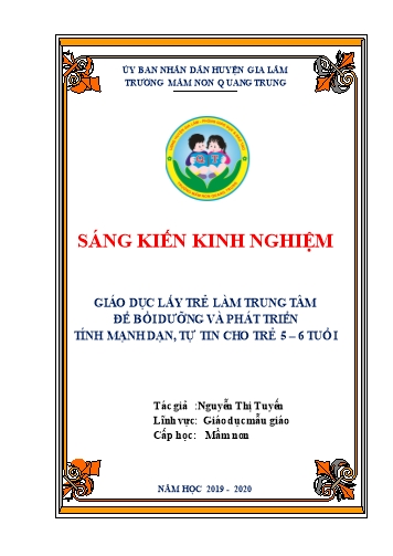 SKKN Giáo dục lấy trẻ làm trung tâm để bồi dưỡng, phát triển tính mạnh dạn, tự tin cho trẻ mẫu giáo lớn 5-6 tuổi