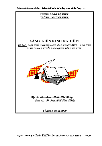 SKKN Làm thế nào để nâng cao chất lượng cho trẻ mẫu giáo 5-6 tuổi làm quen với chữ viết