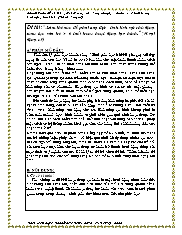 SKKN Làm thế nào để phát huy được tính tích cực chủ động sáng tạo của trẻ 5-6 tuổi trong hoạt động tạo hình (Hoạt động vẽ)