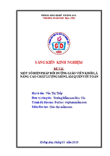 SKKN Một số biện pháp bồi dưỡng giáo viên khối Lá nâng cao chất lượng môn làm quen với Toán