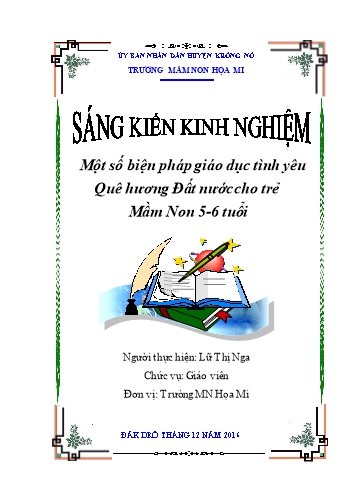 SKKN Một số biện pháp giáo dục tình yêu Quê hương Đất nước cho trẻ Mầm Non 5-6 tuổi