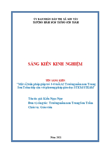 SKKN Một số biện pháp giúp trẻ 5-6 tuổi A2 Trường Mầm non Trung Sơn Trầm tiếp cận với phương pháp giáo dục STEM/STEAM