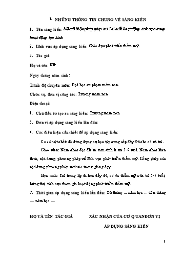 SKKN Một số biện pháp giúp trẻ 5-6 tuổi hoạt động tích cực trong giờ hoạt động tạo hình