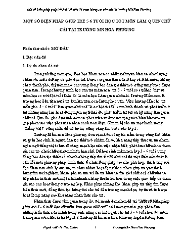 SKKN Một số biện pháp giúp trẻ 5-6 tuổi học tốt môn làm quen chữ cái tại Trường Mầm non Hoa Phượng