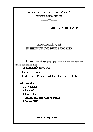 SKKN Một số biện pháp giúp trẻ 5-6 tuổi làm quen với biểu tượng Toán sơ đẳng