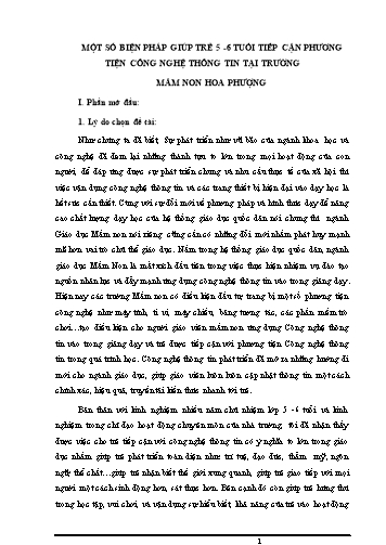 SKKN Một số biện pháp giúp trẻ 5-6 tuổi tiếp cận phương tiện công nghệ thông tin tại Trường Mầm non Hoa Phượng