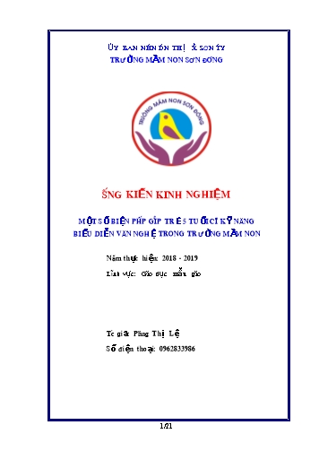 SKKN Một số biện pháp giúp trẻ 5 tuổi có kỹ năng biểu diễn văn nghệ trong trường mầm non