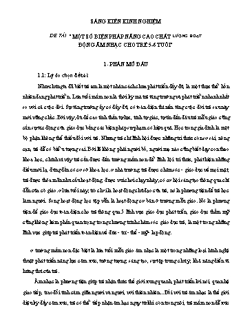 SKKN Một số biện pháp nâng cao chất lượng hoạt động âm nhạc cho trẻ 5-6 tuổi