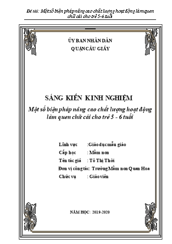 SKKN Một số biện pháp nâng cao chất lượng hoạt động làm quen chữ cái cho trẻ 5-6 tuổi