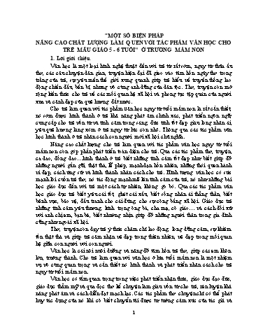 SKKN Một số biện pháp nâng cao chất lượng làm quen với tác phẩm văn học cho trẻ mẫu giáo 5-6 tuổi