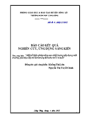 SKKN Một số biện pháp nâng cao chất lượng xây dựng môi trường giáo dục lấy trẻ làm trung tâm cho trẻ 5-6 tuổi