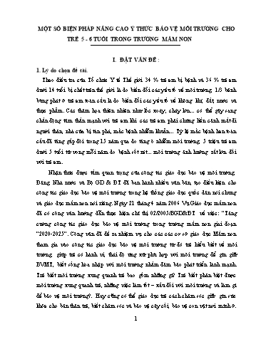 SKKN Một số biện pháp Nâng cao ý thức bảo vệ môi trường cho trẻ 5-6 tuổi trong trường mầm non