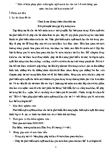SKKN Một số biện pháp phát triển ngôn ngữ mạch lạc cho trẻ 5-6 tuổi thông qua môn văn học thể loại truyện kể
