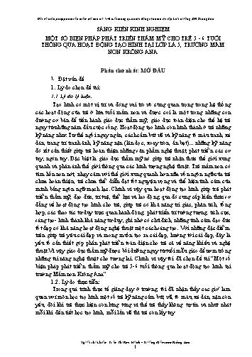 SKKN Một số biện pháp phát triển thẩm mỹ cho trẻ 5-6 tuổi thông qua hoạt động tạo hình tại Lớp Lá 5 Trường Mầm non Krông Ana