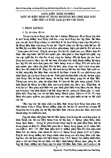 SKKN Một số biện pháp sử dụng đồ dùng, đồ chơi hấp dẫn cho trẻ 5-6 tuổi làm quen với Toán