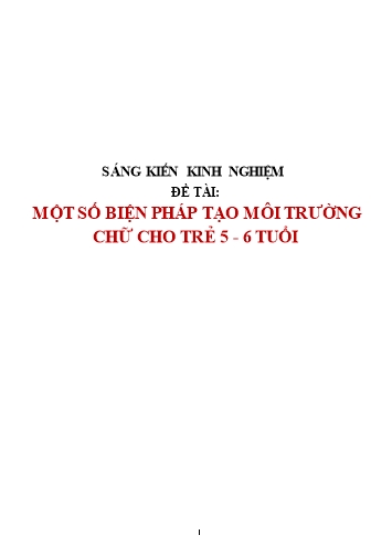 SKKN Một số biện pháp tạo môi trường chữ cho trẻ 5-6 tuổi