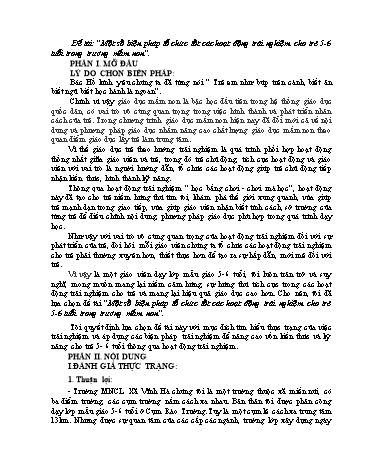 SKKN Một số biện pháp tổ chức tốt các hoạt động trải nghiệm cho trẻ 5-6 tuổi trong trường mầm non