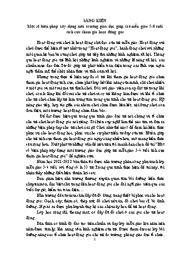 SKKN Một số biện pháp xây dựng môi trường giáo dục giúp trẻ mẫu giáo 5-6 tuổi tích cực tham gia hoạt động góc