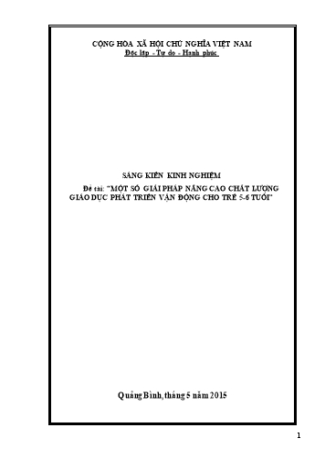 SKKN Một số giải pháp nâng cao chất lượng giáo dục phát triển vận động cho trẻ 5-6 tuổi