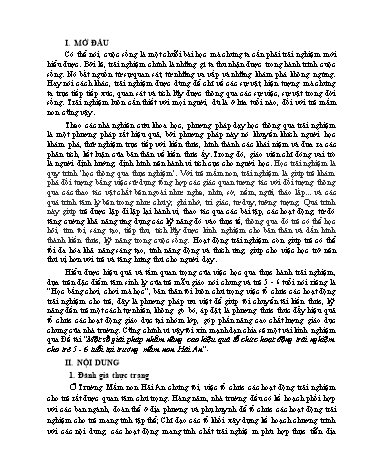 SKKN Một số giải pháp nhằm nâng cao hiệu quả tổ chức hoạt động trải nghiệm cho trẻ 5-6 tuổi tại Trường Mầm non Hải An
