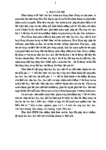 SKKN Một số kinh nghiệm giúp trẻ 5-6 tuổi sẵn sàng học đọc, học viết theo hướng liên thông với chương trình Tiểu học