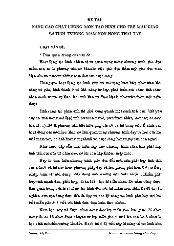 SKKN Nâng cao chất lượng môn tạo hình cho trẻ mẫu giáo 5-6 tuổi Trường Mầm non Hồng Thái Tây