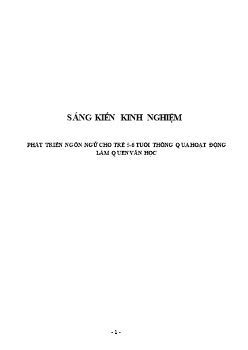 SKKN Phát triển ngôn ngữ cho trẻ 5-6 tuổi thông qua hoạt động làm quen văn học