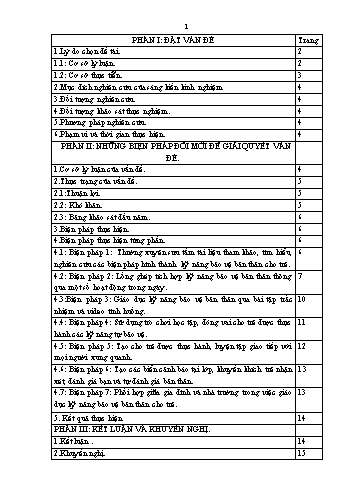 Sáng kiến kinh nghiệm Một số biện pháp giúp trẻ 5-6 tuổi có kỹ năng bảo vệ bản thân
