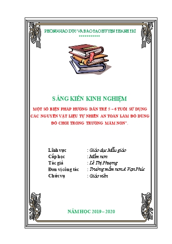SKKN Một số biện pháp hướng dẫn trẻ 5-6 tuổi sử dụng các nguyên vật liệu tự nhiên an toàn làm đồ dùng đồ chơi trong trường mầm non